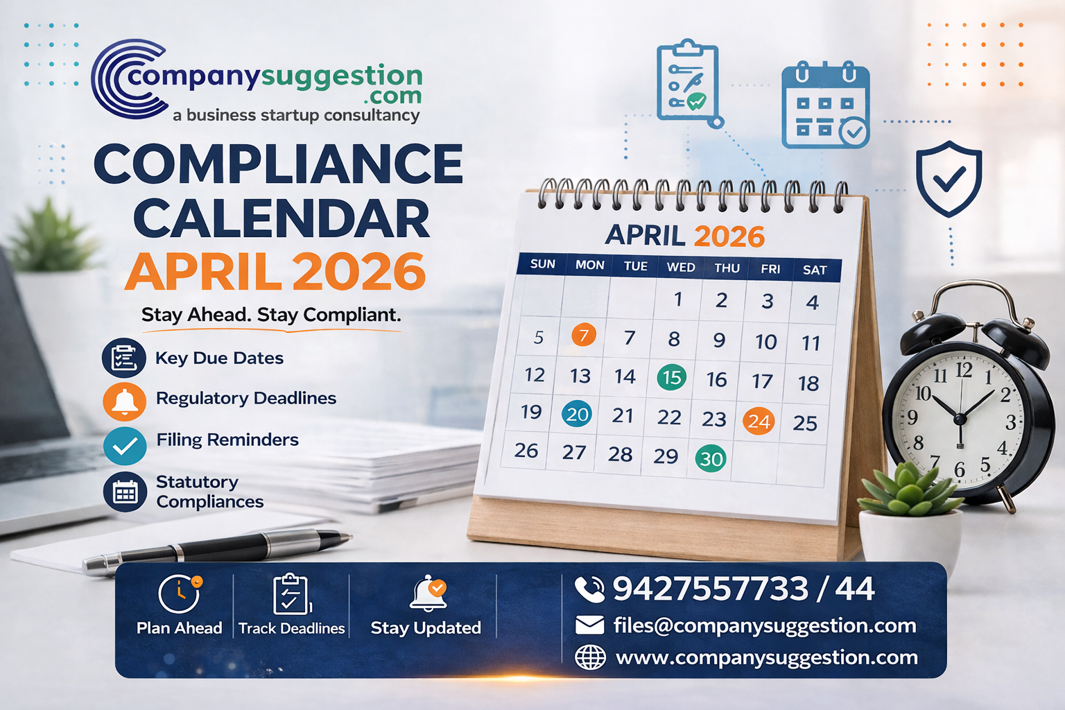 Compliance Calender for April 2026